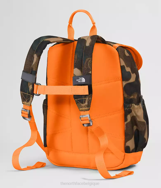 imprimé texture camouflage marron utilitaire/mandarine enfants The North Face sac à dos mini explorateur pour jeunes 62XR396