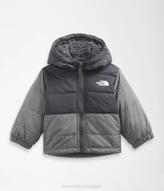 tnf gris moyen chiné bébé The North Face veste à capuche réversible à fermeture éclair intégrale mt chimbo 62XR865