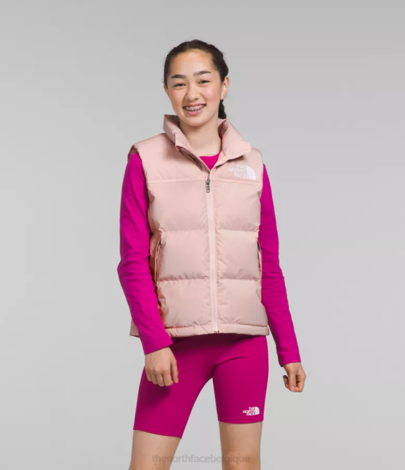mousse rose enfants The North Face gilet nuptse rétro 1996 62XR188