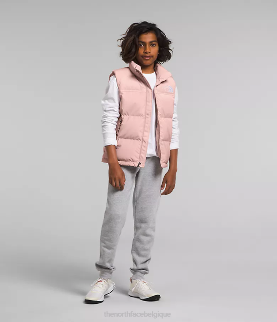 mousse rose enfants The North Face gilet nuptse rétro 1996 62XR188