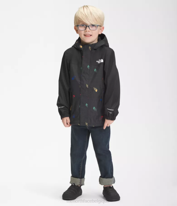 tnf noir imprimé grille de logo enfants The North Face veste de pluie Antora 62XR90