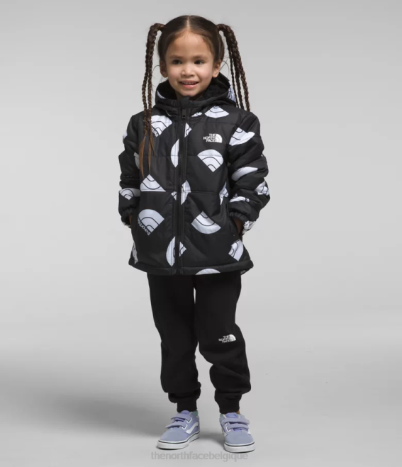 logo tnf noir nouvelle génération imprimé enfants The North Face veste à capuche réversible à fermeture éclair intégrale mt chimbo 62XR634