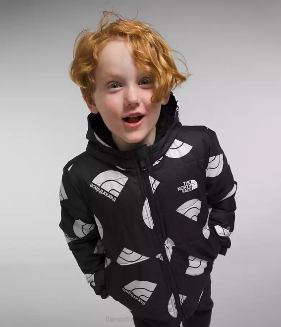 logo tnf noir nouvelle génération imprimé enfants The North Face veste à capuche réversible à fermeture éclair intégrale mt chimbo 62XR634