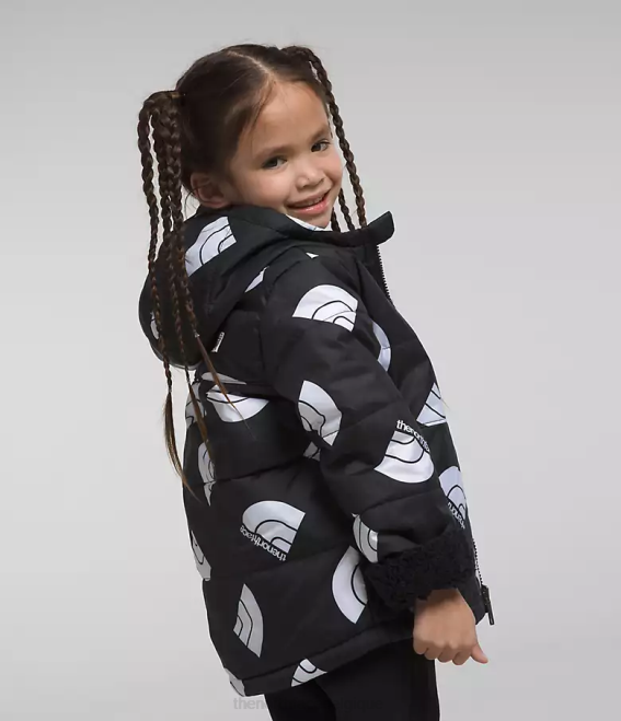 logo tnf noir nouvelle génération imprimé enfants The North Face veste à capuche réversible à fermeture éclair intégrale mt chimbo 62XR634