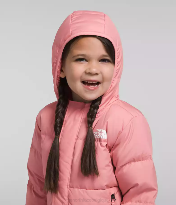 rose ombragée enfants The North Face doudoune à capuche north 62XR862
