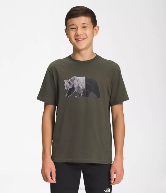 nouveau vert taupe/noir tnf enfants The North Face t-shirt graphique à manches courtes 62XR1056