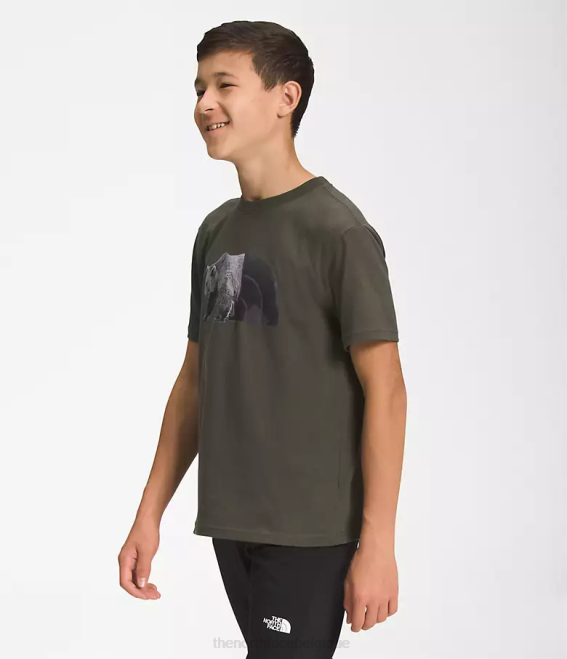 nouveau vert taupe/noir tnf enfants The North Face t-shirt graphique à manches courtes 62XR1056