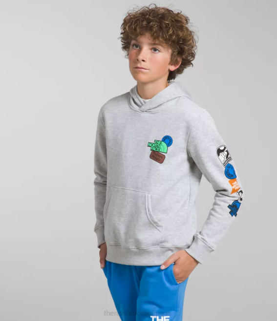 tnf gris clair chiné/bleu optique enfants The North Face sweat à capuche en polaire camp 62XR1108