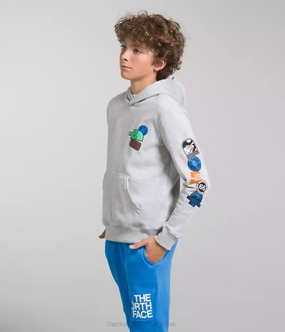 tnf gris clair chiné/bleu optique enfants The North Face sweat à capuche en polaire camp 62XR1108