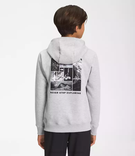 tnf gris clair chiné enfants The North Face sweat à capuche en polaire camp 62XR1102