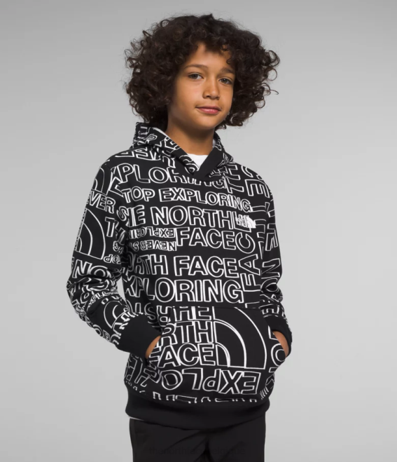 tnf noir marqueur tnf logo imprimé enfants The North Face sweat à capuche en polaire camp 62XR1109