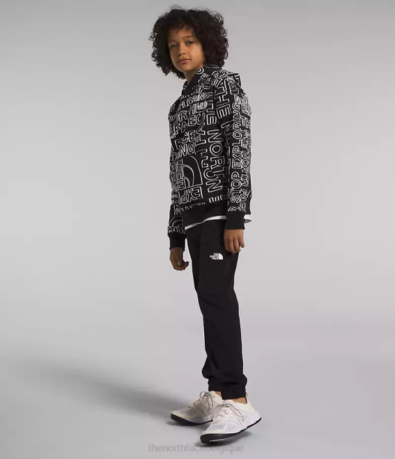 tnf noir marqueur tnf logo imprimé enfants The North Face sweat à capuche en polaire camp 62XR1109