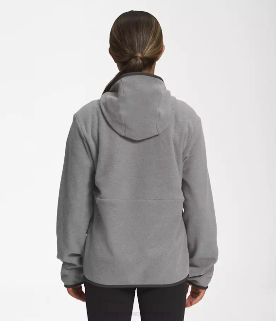tnf gris moyen chiné enfants The North Face veste à capuche entièrement zippée Glacier 62XR519