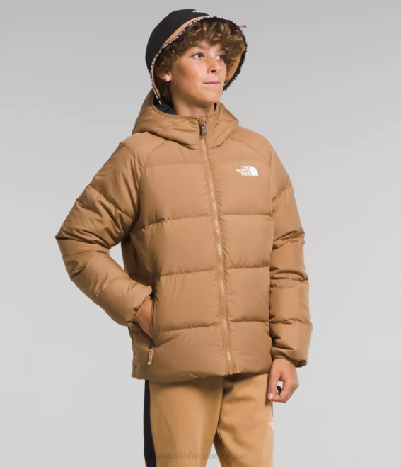beurre d'amande enfants The North Face doudoune réversible à capuche en duvet 62XR819