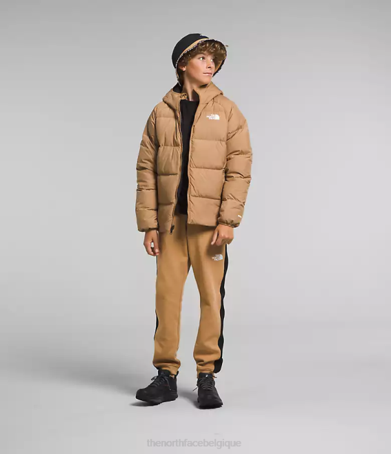 beurre d'amande enfants The North Face doudoune réversible à capuche en duvet 62XR819