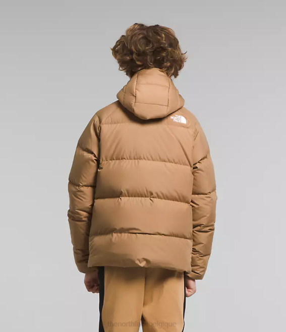 beurre d'amande enfants The North Face doudoune réversible à capuche en duvet 62XR819