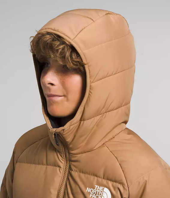 beurre d'amande enfants The North Face doudoune réversible à capuche en duvet 62XR819