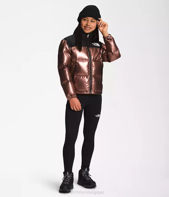 chêne foncé métallisé enfants The North Face veste nuptse rétro imprimée 1996 62XR687