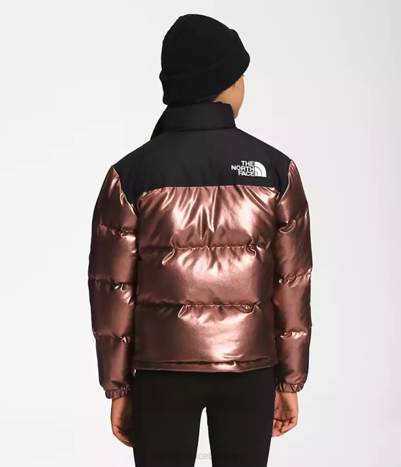 chêne foncé métallisé enfants The North Face veste nuptse rétro imprimée 1996 62XR687