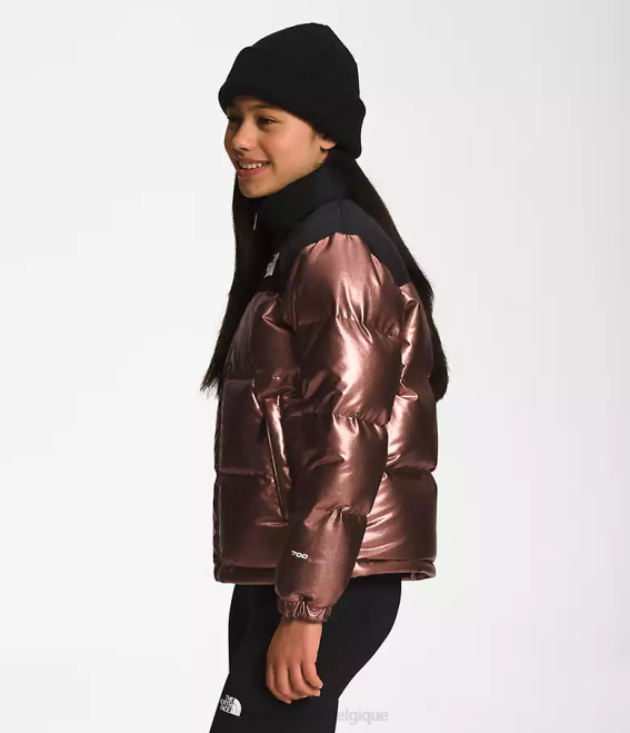 chêne foncé métallisé enfants The North Face veste nuptse rétro imprimée 1996 62XR687