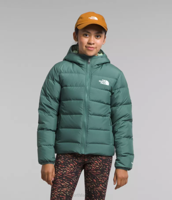 sauge noire enfants The North Face doudoune réversible à capuche en duvet 62XR628
