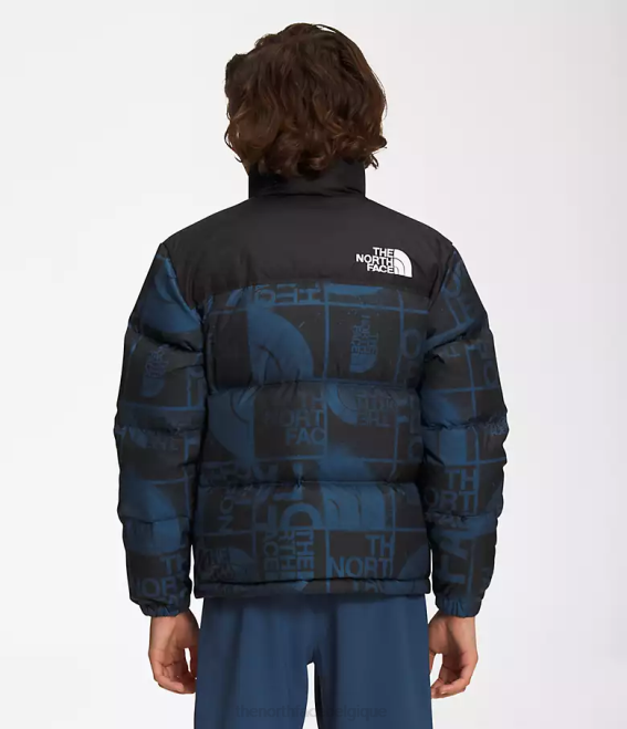 teinture en spray bleu ombre enfants The North Face veste nuptse rétro imprimée 1996 62XR686