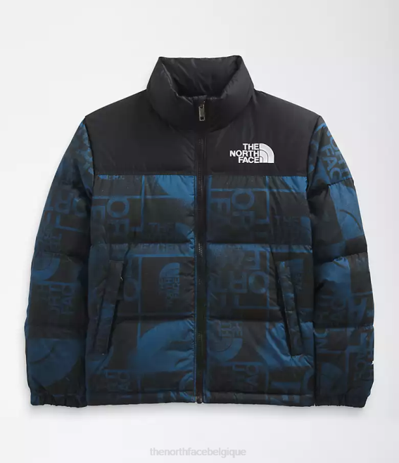 teinture en spray bleu ombre enfants The North Face veste nuptse rétro imprimée 1996 62XR686