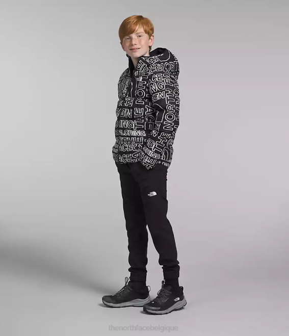 tnf noir marqueur tnf logo imprimé enfants The North Face doudoune réversible à capuche en duvet 62XR817