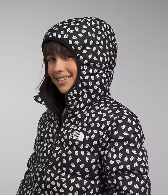 tnf noir tnf mini tirage au sort enfants The North Face doudoune réversible à capuche en duvet 62XR906
