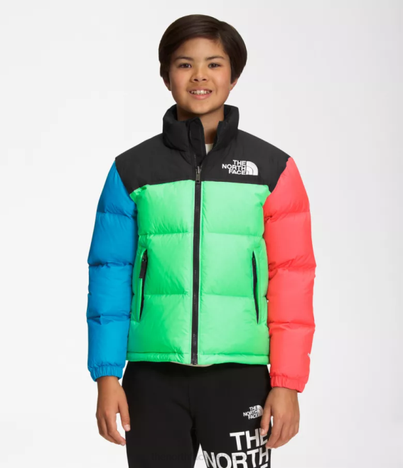 vert de chlorophylle enfants The North Face veste nuptse rétro 1996 62XR340