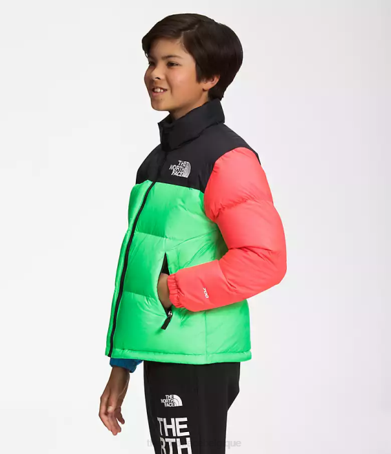 vert de chlorophylle enfants The North Face veste nuptse rétro 1996 62XR340