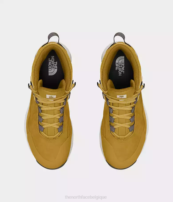 jaune bois de flèche/blanc gardénia femmes The North Face bottes mi-imperméables en cuir cragstone 62XR750