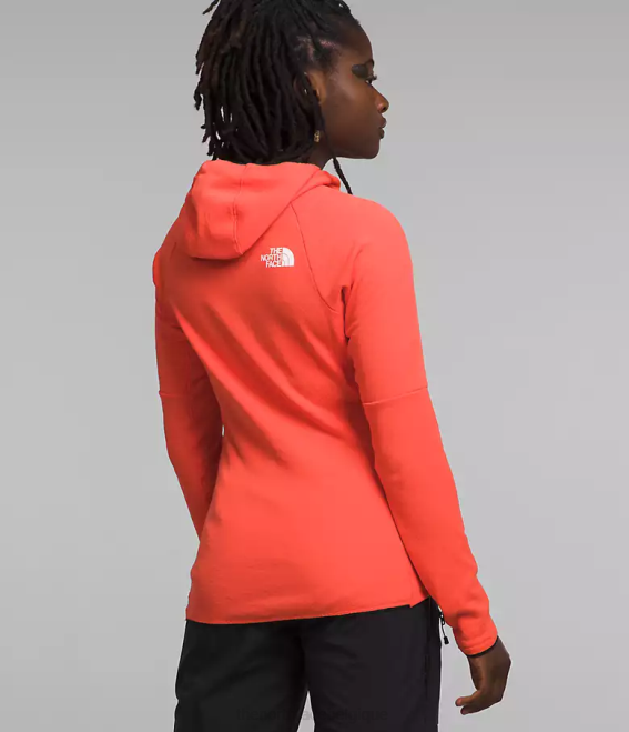 orange rayonnant femmes The North Face sweat à capuche entièrement zippé Summit Series Futurefleece 62XR741