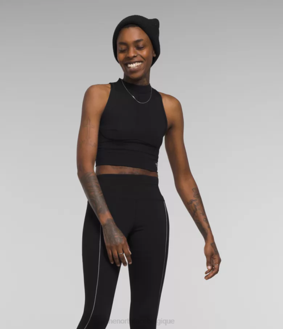 tnf noir femmes The North Face haut en maille côtelée à passepoil 62XR1053