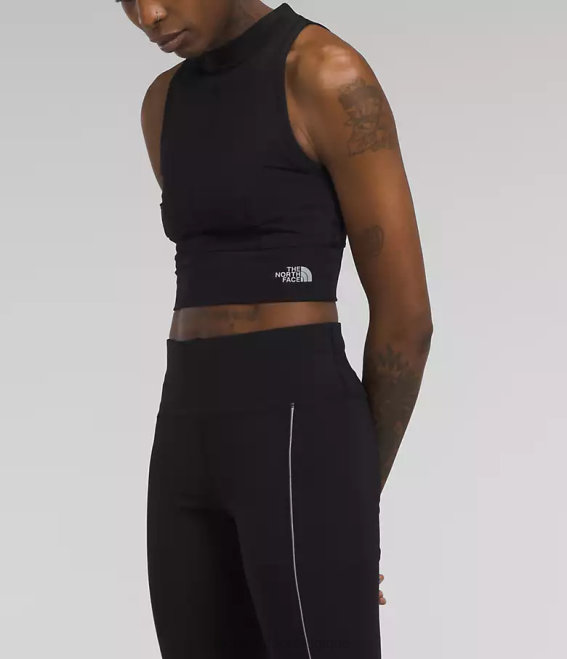tnf noir femmes The North Face haut en maille côtelée à passepoil 62XR1053