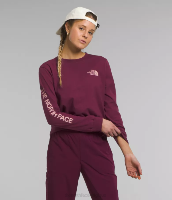 mûre de Boysen/mousse rose femmes The North Face t-shirt imprimé à manches longues 62XR1096