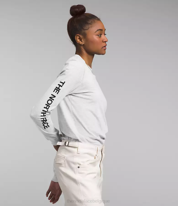 tnf gris clair chiné femmes The North Face t-shirt imprimé à manches longues 62XR1095