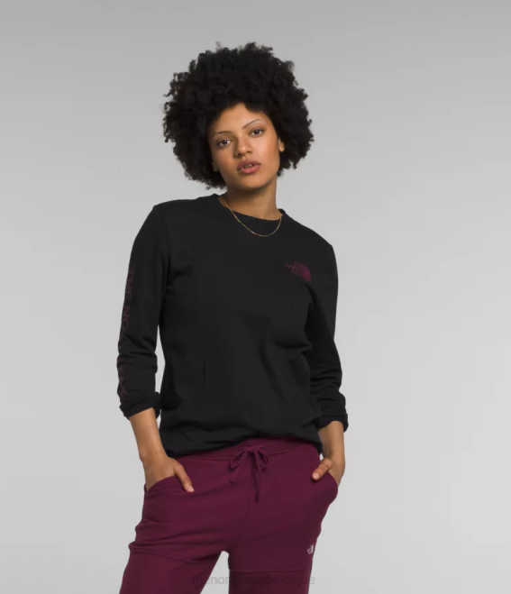 tnf noir/berry de Boysen femmes The North Face t-shirt imprimé à manches longues 62XR1094
