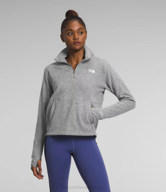tnf gris moyen chiné femmes The North Face capot alpin polartec 100 -zip 62XR160