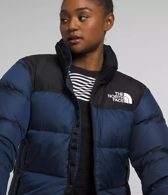 sommet bleu marine/noir tnf femmes The North Face veste nuptse rétro 1996 62XR726