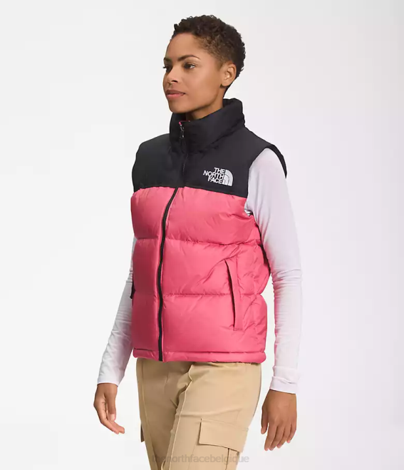 cosmos rose femmes The North Face gilet nuptse rétro 1996 62XR430