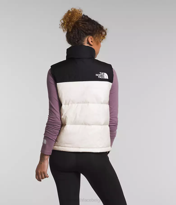gardénia blanc/tnf noir femmes The North Face gilet nuptse rétro 1996 62XR431