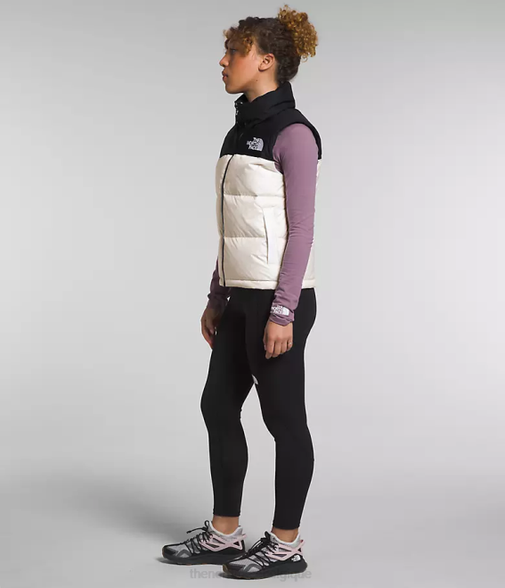 gardénia blanc/tnf noir femmes The North Face gilet nuptse rétro 1996 62XR431