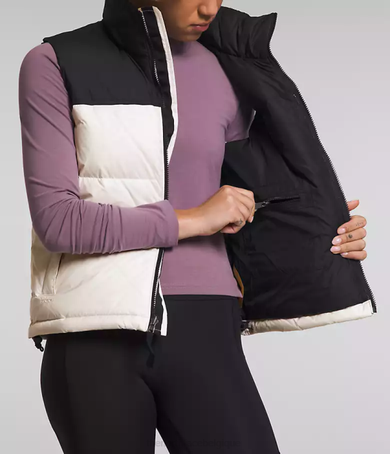 gardénia blanc/tnf noir femmes The North Face gilet nuptse rétro 1996 62XR431