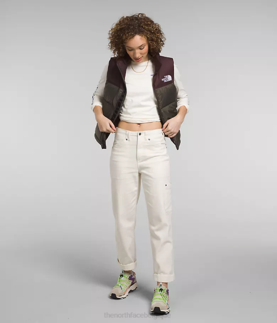 nouveau vert taupe/marron charbon femmes The North Face gilet nuptse rétro 1996 62XR432