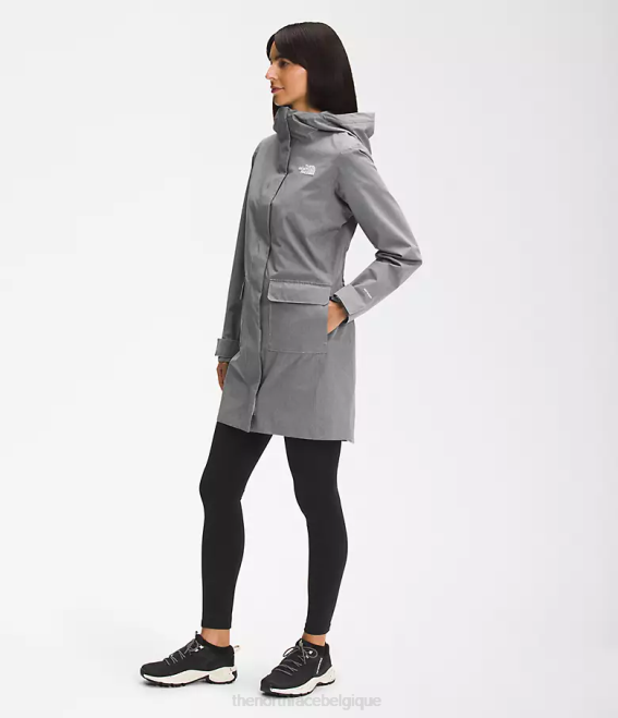 tnf gris moyen chiné femmes The North Face parka de pluie city Breeze II 62XR153