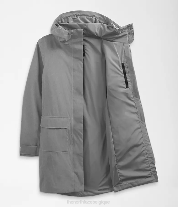 tnf gris moyen chiné femmes The North Face parka de pluie city Breeze II 62XR153