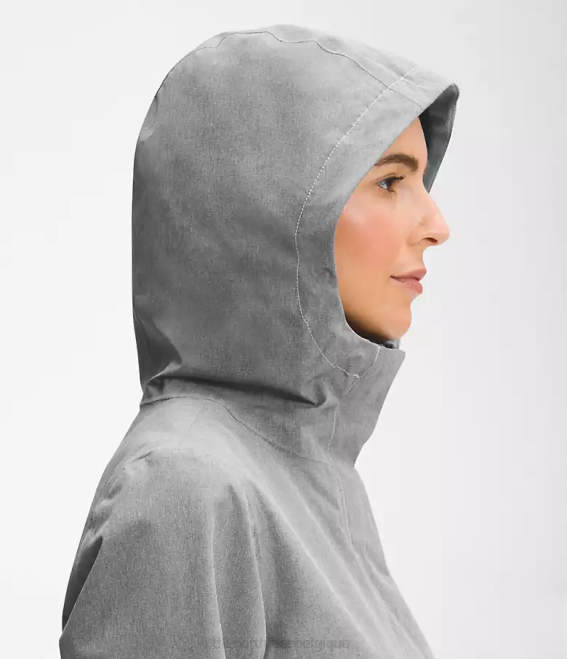 tnf gris moyen chiné femmes The North Face parka de pluie city Breeze II 62XR153