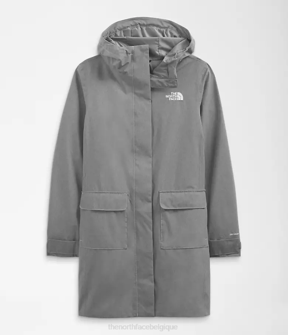 tnf gris moyen chiné femmes The North Face parka de pluie city Breeze II 62XR153
