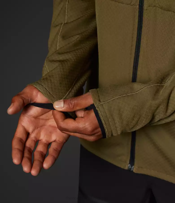 olive militaire Hommes The North Face sweat à capuche entièrement zippé Summit Series Futurefleece 62XR404